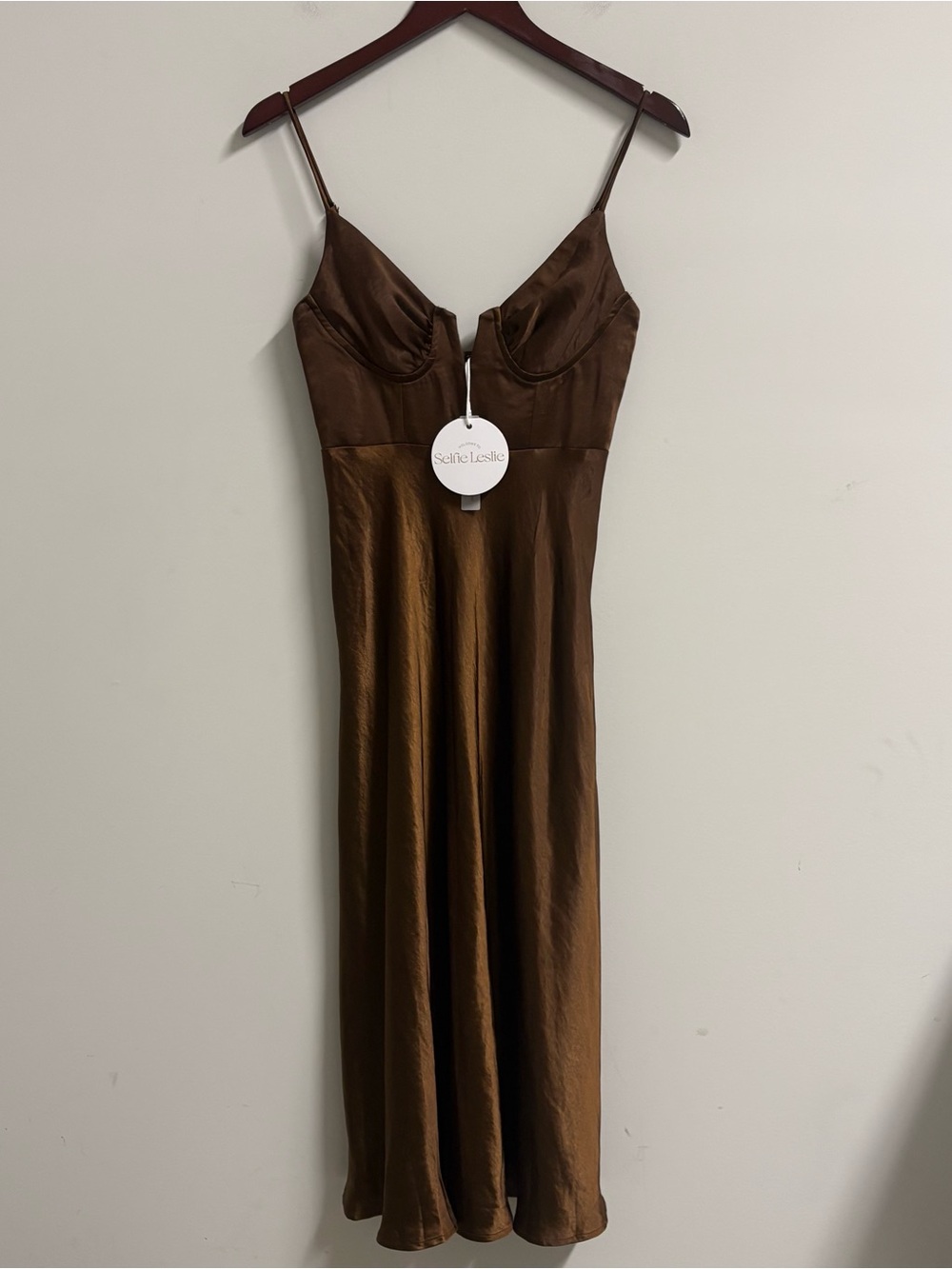 NEW Selfie Leslie Lake Como A-Line Midi Dress‎ - Brown Size XS - Picture 3 of 8